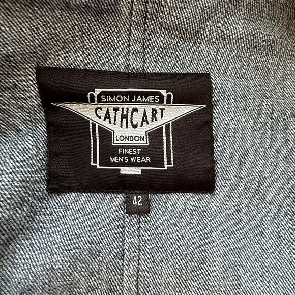 Simon James Cathcart London Jean Jacket Mens 42 Blue Dark Wash Denim Designer - Picture 2 of 7